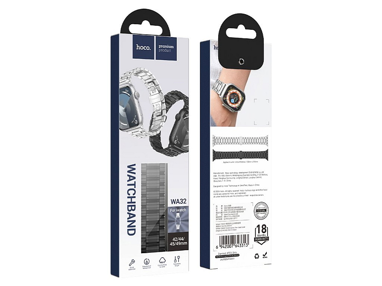 Řemínek na Apple Watch 38mm / 40mm / 41mm / 42mm - Hoco, WA32 Grand Black