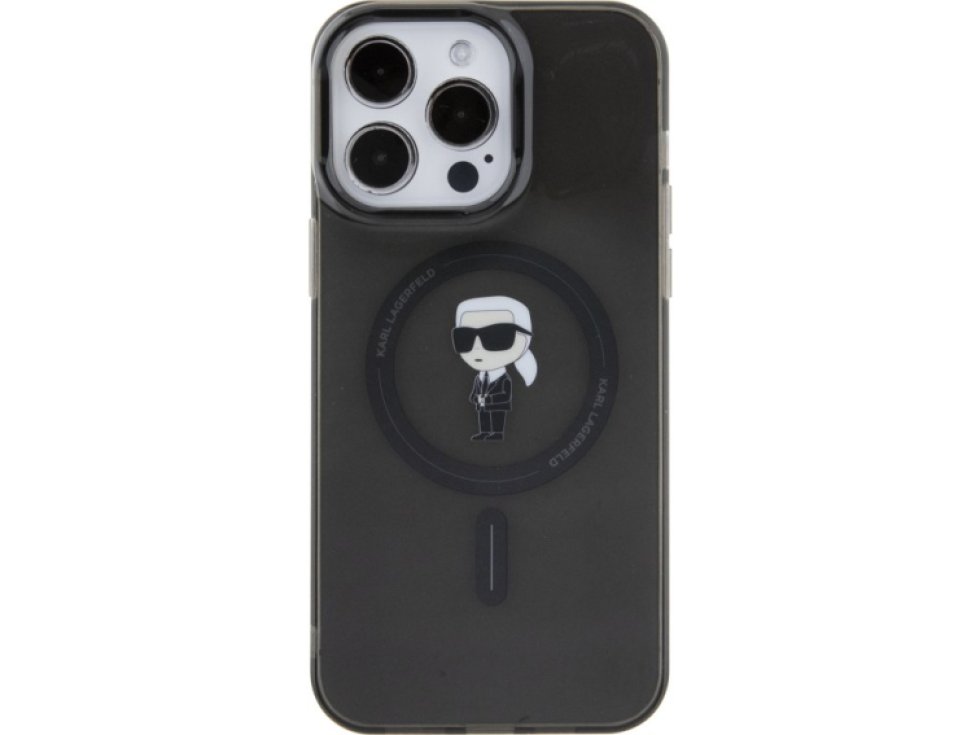Ochranný kryt na iPhone 15 Pro MAX - Karl Lagerfeld, IML Ikonik MagSafe Black KLHMP15XHFCKNOK