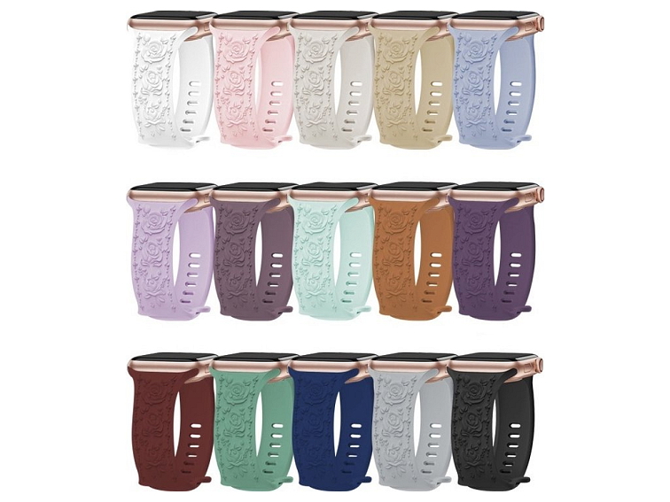 Řemínek gravírované růže pro Apple Watch 38/40/41/42(S10)mm