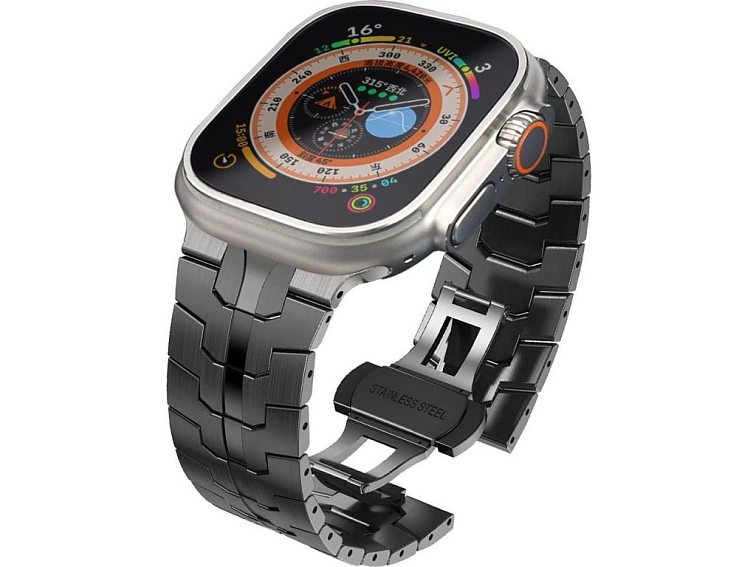 Řemínek na Apple Watch 44mm / 45mm / 46mm / 49mm - Tech-Protect, Stainless Line Black