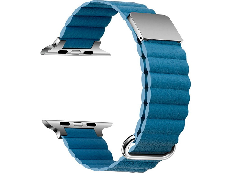 Stylový kožený řemínek s magnetem pro Apple Watch - Modrý