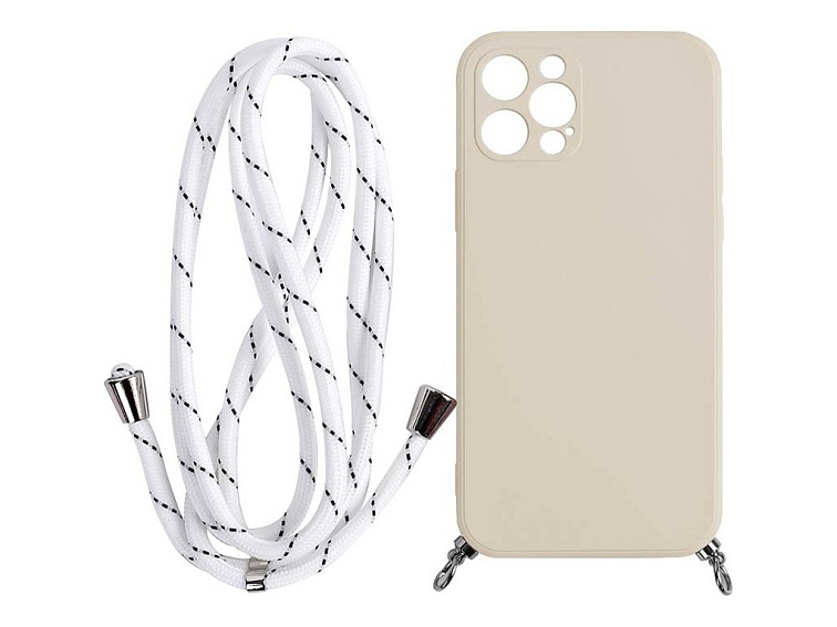Silikonový obal na iPhone s provázkem - Béžový
