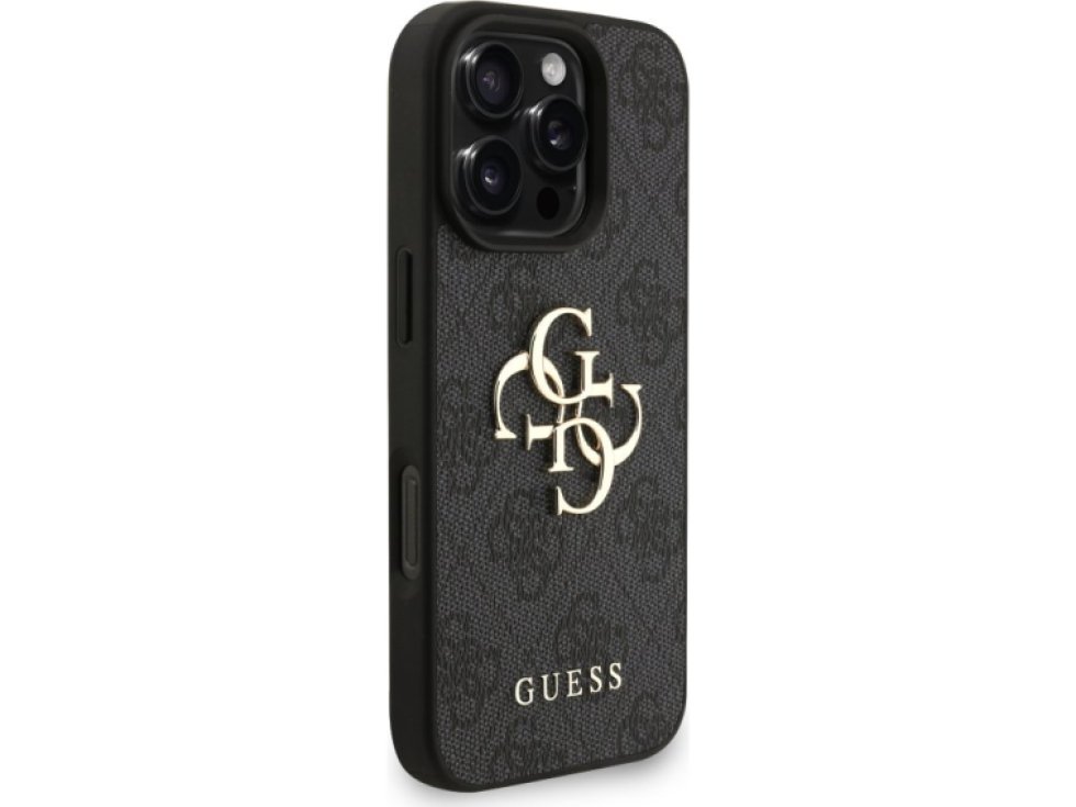 Ochranný kryt na iPhone 16 Pro - Guess, 4G Metal Logo Strap Black GUHCP16LP4GMGSK
