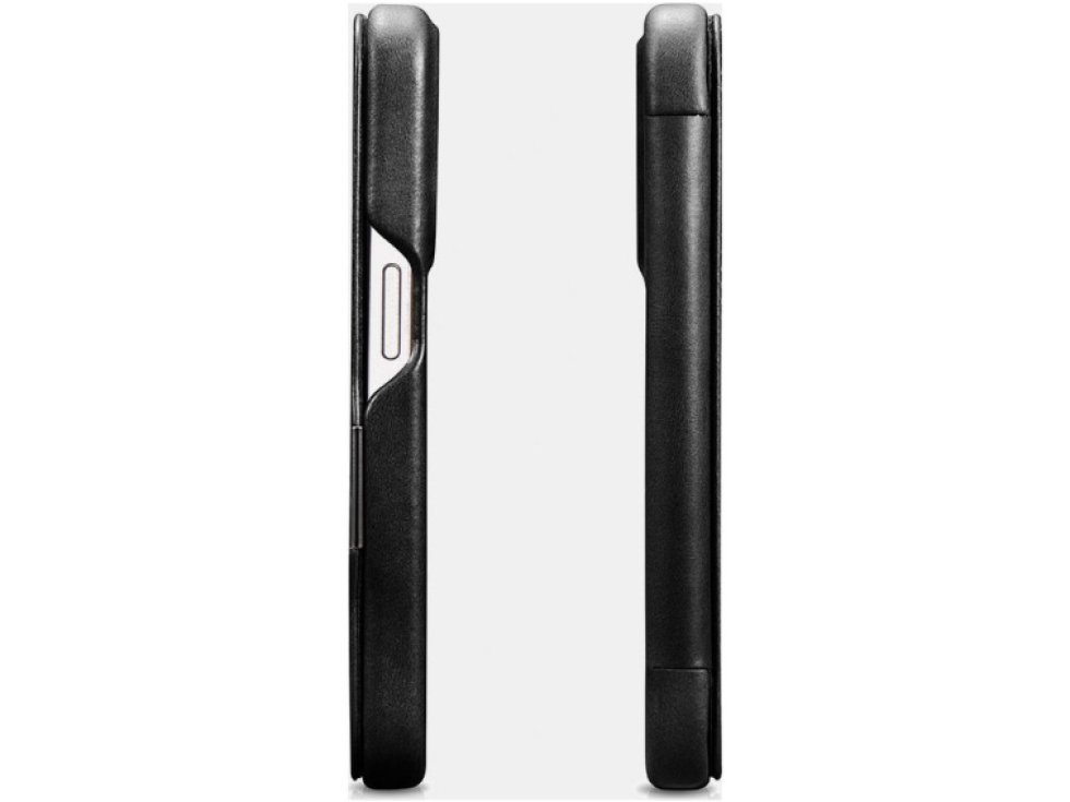 Knížkové pouzdro na iPhone 15 Pro - iCarer, Oil Wax Real Leather MagSafe Black WMI15230614