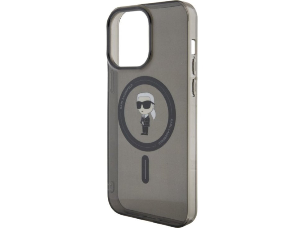 Ochranný kryt na iPhone 15 Pro MAX - Karl Lagerfeld, IML Ikonik MagSafe Black KLHMP15XHFCKNOK