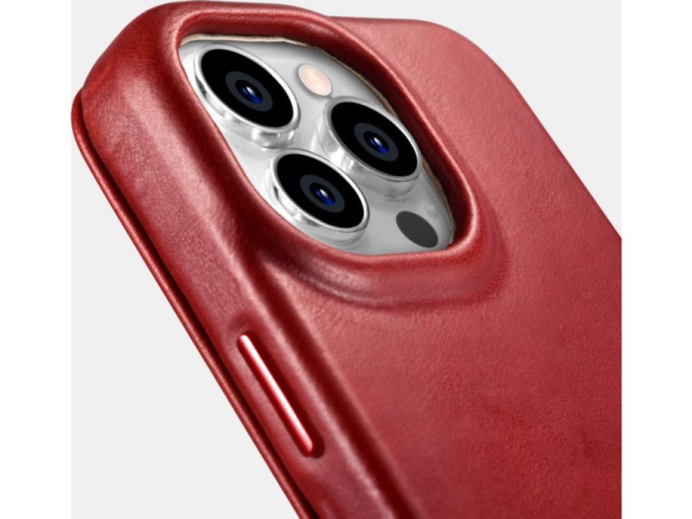 Knížkové pouzdro pro iPhone 14 Pro MAX - iCarer, Curved Edge MagSafe Red AKI14220708-RD
