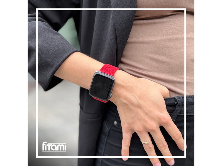 Pletený navlékací řemínek pro Apple Watch - Červený