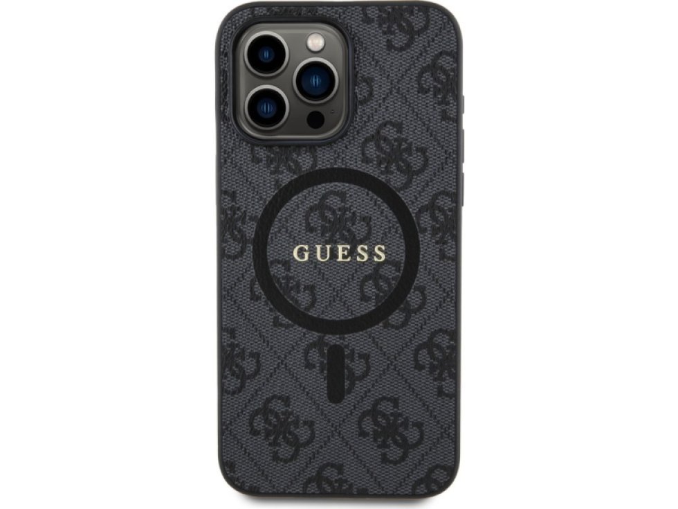 Ochranný kryt na iPhone 15 Pro MAX - Guess, 4G Colored Ring MagSafe Black GUHMP15XG4GFRK