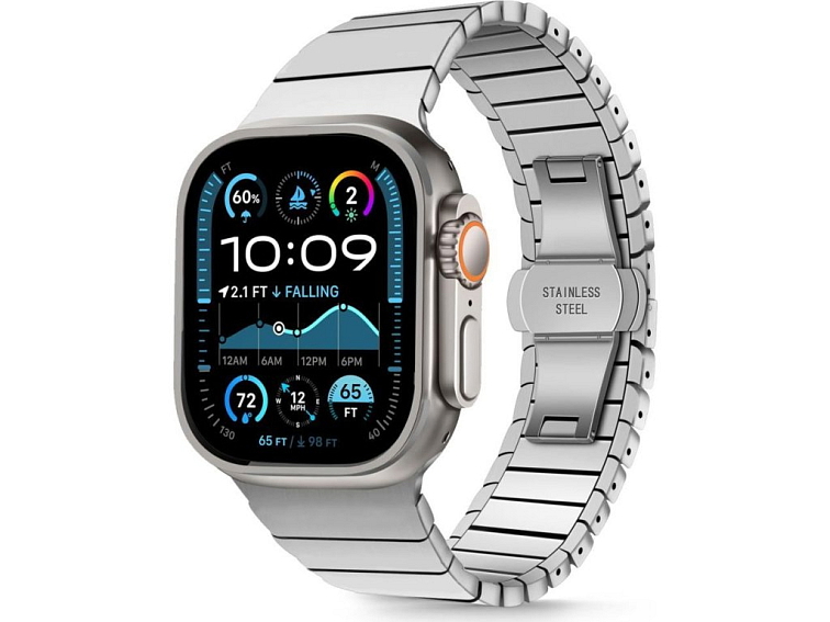 Řemínek na Apple Watch 44mm / 45mm / 46mm / 49mm - Tech-Protect, Stainless Classic Linkband Silver