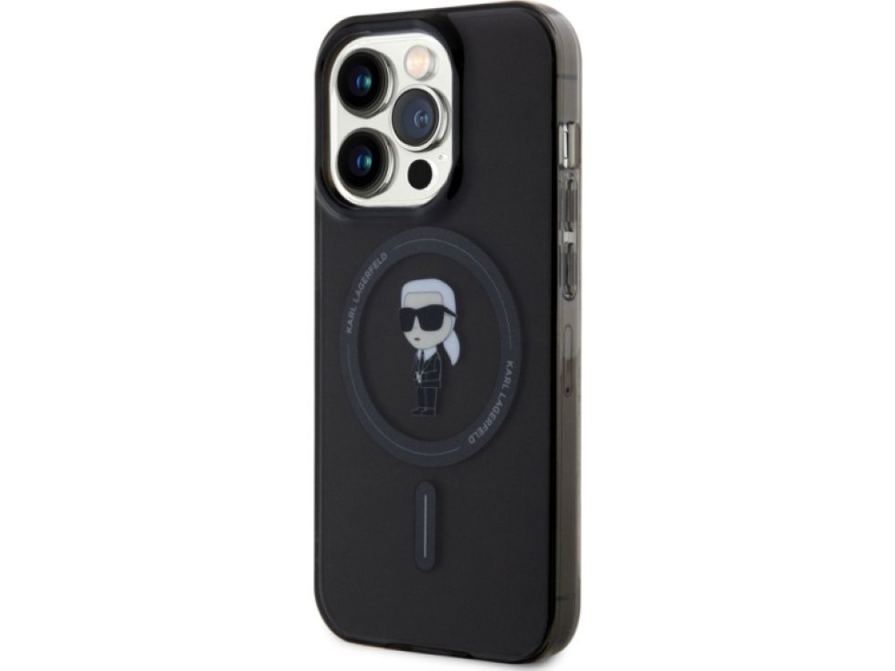 Ochranný kryt na iPhone 15 Pro - Karl Lagerfeld, IML Ikonik MagSafe Black KLHMP15LHFCKNOK