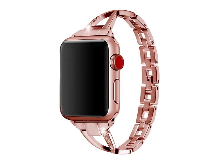 Stylový řemínek s kamínky pro Apple Watch - Rose Pink