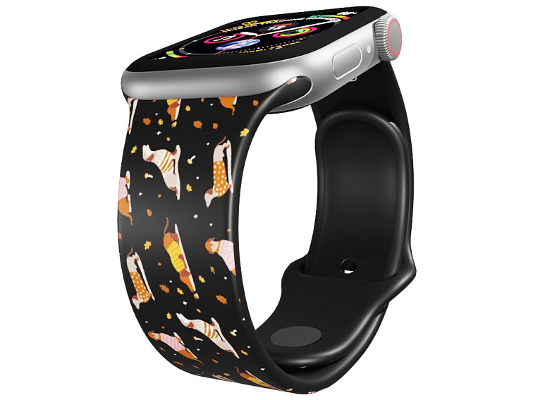 Apple watch černý řemínek Jezevčíci ve svetru