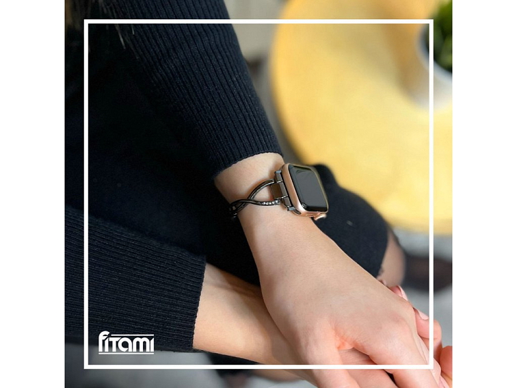 Stylový řemínek s kamínky pro Apple Watch - Černý