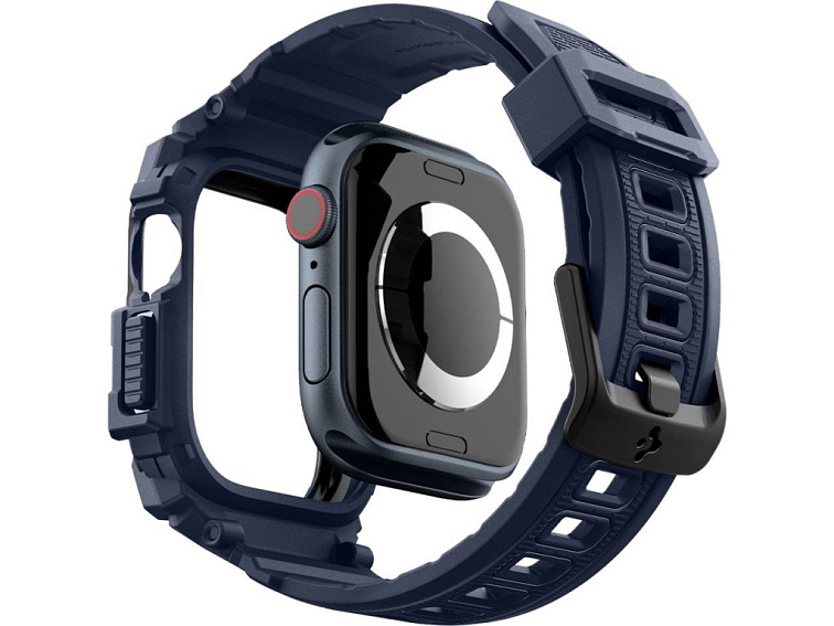 Řemínek s krytem pro Apple Watch 46mm - Spigen, Rugged Armor Pro Navy Blue