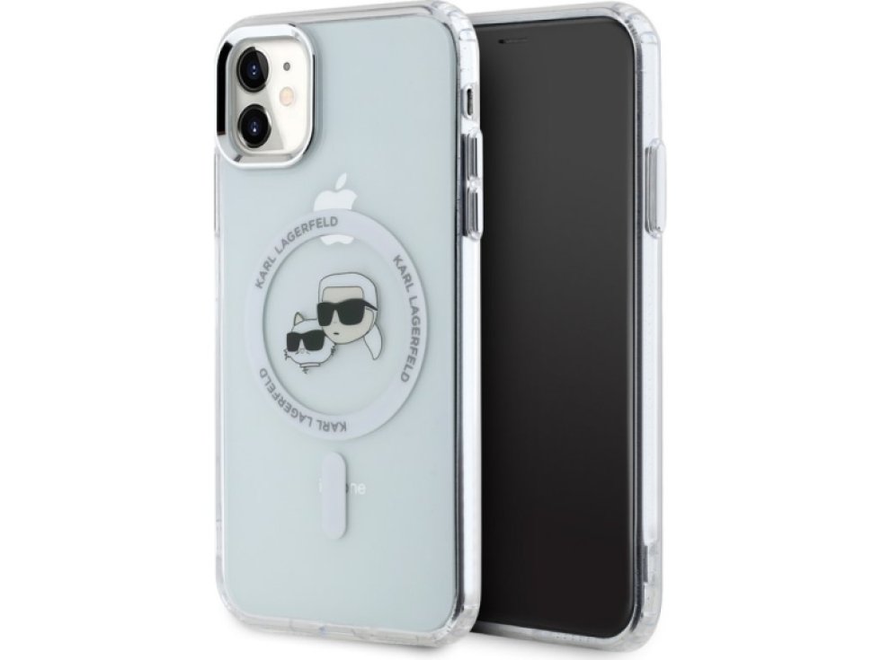 Ochranný kryt na iPhone 11 - Karl Lagerfeld, IML K&CH Heads MagSafe Transparent KLHMN61HLSKCH
