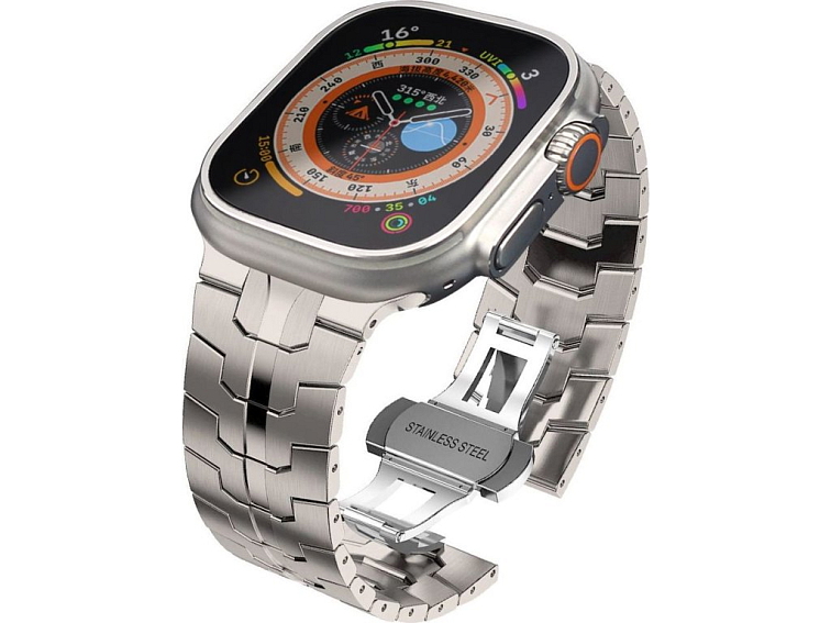 Řemínek na Apple Watch 44mm / 45mm / 46mm / 49mm - Tech-Protect, Stainless Line Titanium