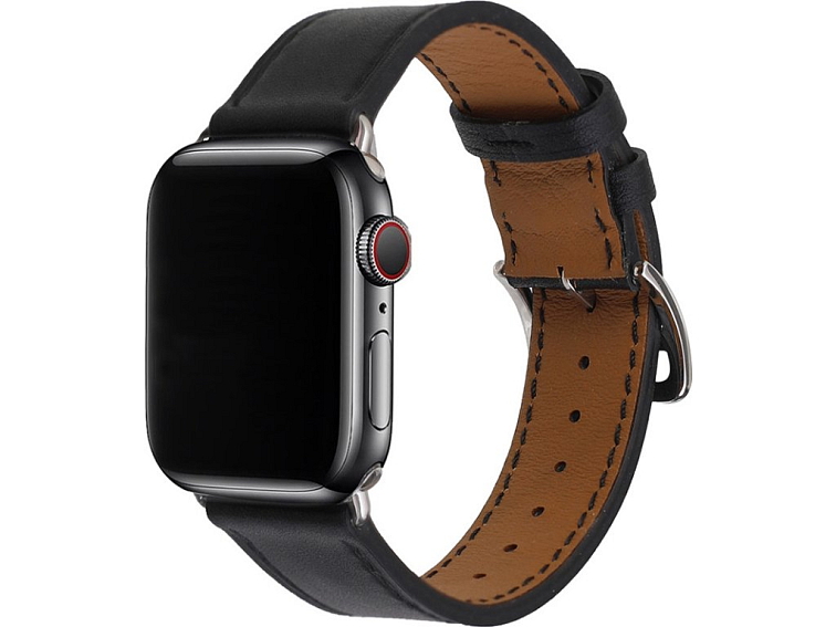 Kožený řemínek s přezkou pro Apple Watch - Černý