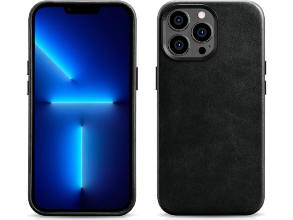 Kožený obal na iPhone 14 Pro MAX - iCarer, OilWax MagSafe Black WMI14220704-BK