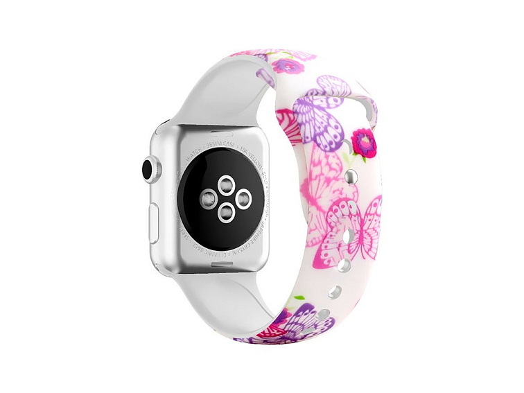 Řemínek s potiskem pro Apple Watch - Růžoví motýli