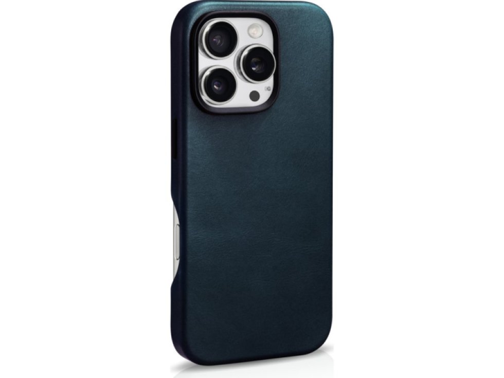 Kožený obal na iPhone 16 Pro MAX - iCarer, OilWax MagSafe Blue 11.01.WMI16240704-BU