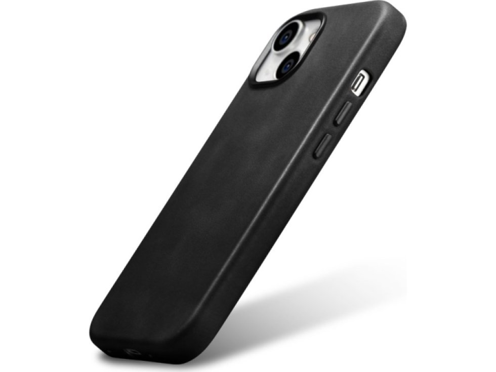 Kožený obal na iPhone 15 - iCarer, OilWax MagSafe Black WMI15230601-BK