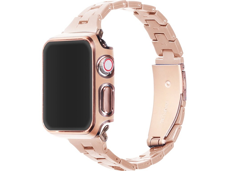 Elegantní řemínek s pouzdrem pro Apple Watch - Růžový