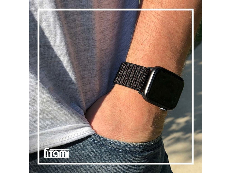 Nylonový řemínek na Apple Watch - Černo-červený