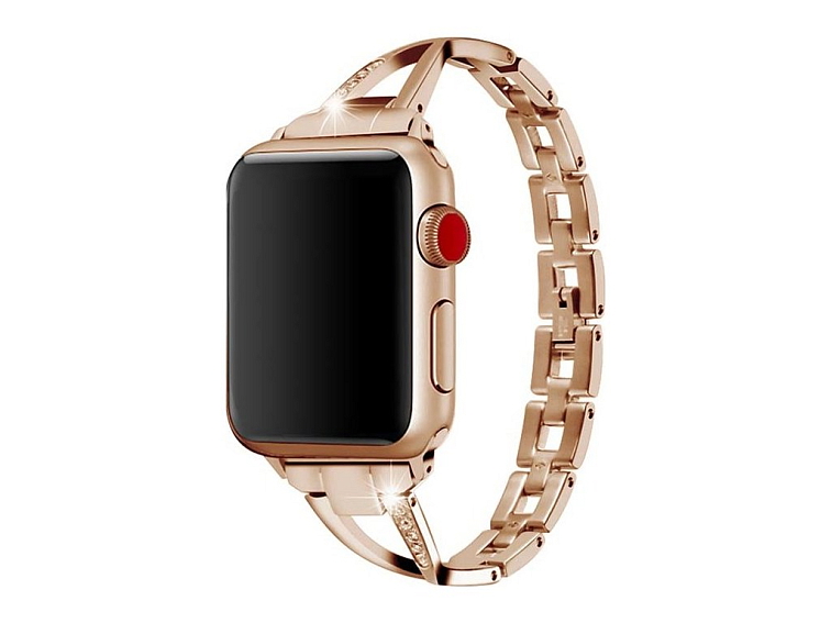 Stylový řemínek s kamínky pro Apple Watch - Rose Gold