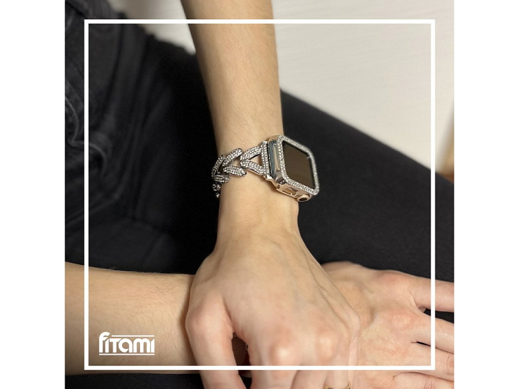 Stylový řemínek s pouzdrem pro Apple Watch - Stříbrný