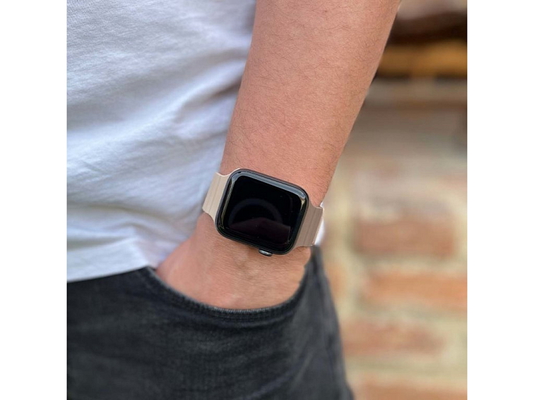 Stylový řemínek s magnetem pro Apple Watch - Čokoládově-béžový