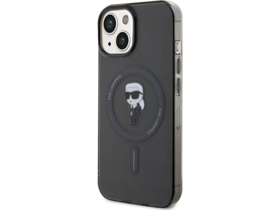 Ochranný kryt na iPhone 15 - Karl Lagerfeld, IML Ikonik MagSafe Black KLHMP15SHFCKNOK