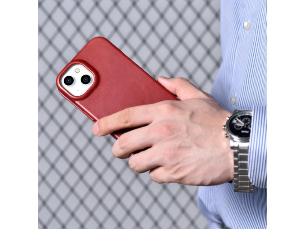 Knížkové pouzdro pro iPhone 14 PLUS - iCarer, Curved Edge MagSafe Red AKI14220707-RD