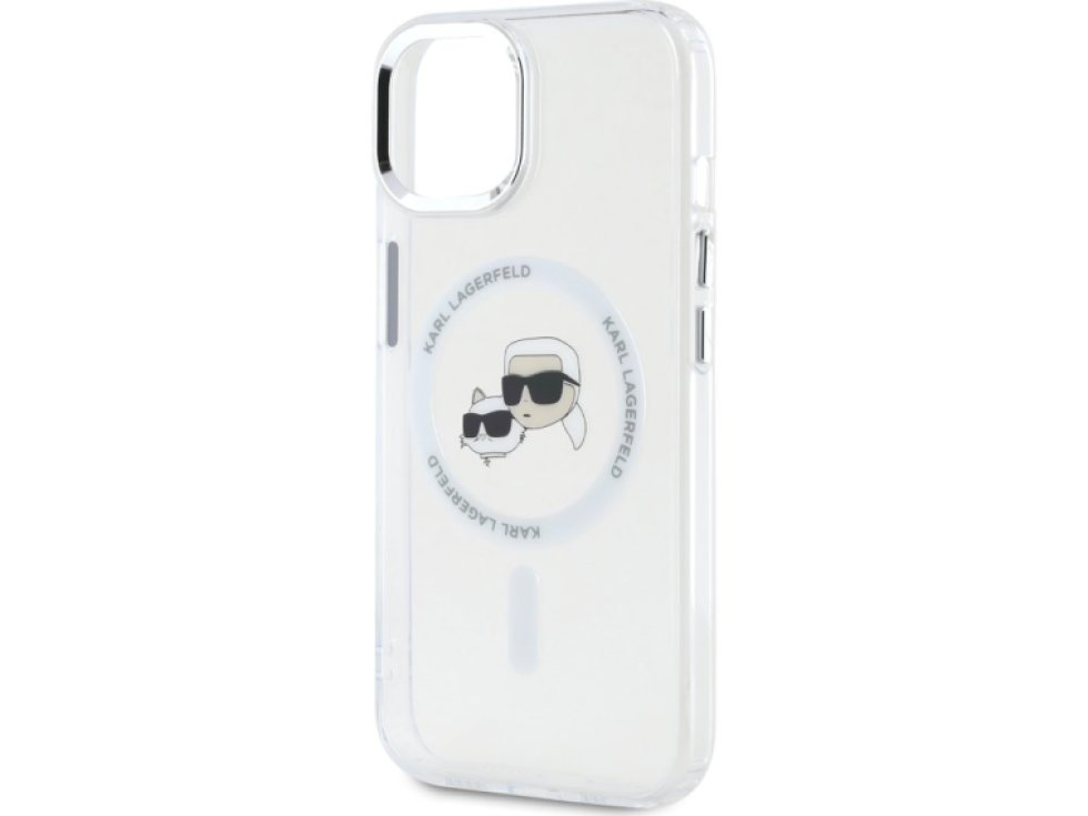 Ochranný kryt na iPhone 13 - Karl Lagerfeld, IML K&CH Heads MagSafe Transparent KLHMP13MHLSKCH