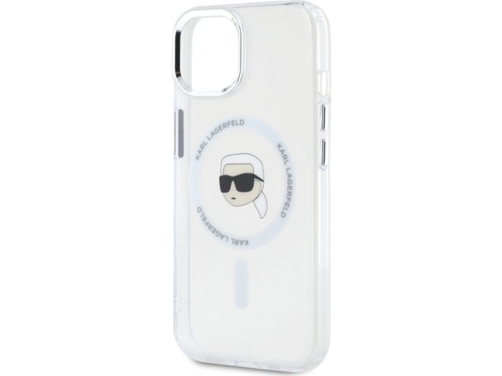 Ochranný kryt na iPhone 15 - Karl Lagerfeld, IML Karl Head MagSafe Transparent KLHMP15SHLSKIH