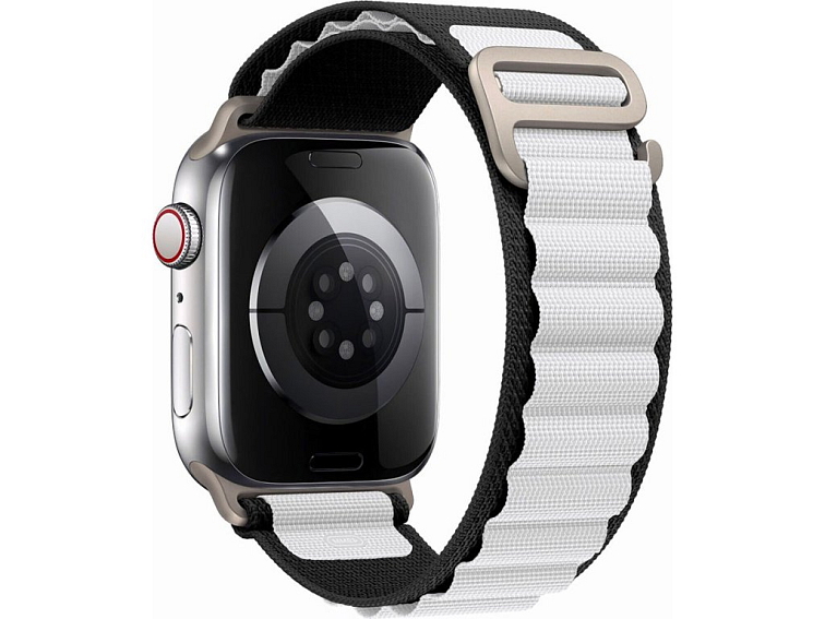 Nylonový řemínek alpský tah na Apple Watch - Bílo-černý