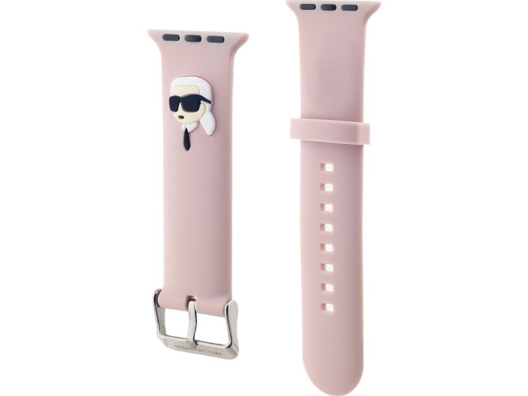 Řemínek pro Apple Watch 38mm / 40mm / 41mm / 42mm - Karl Lagerfeld, Karl Head NFT Pink KLAWMSLKNP