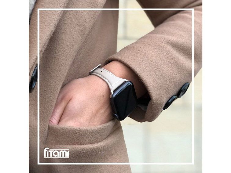 Dámský kožený řemínek pro Apple Watch - Béžový