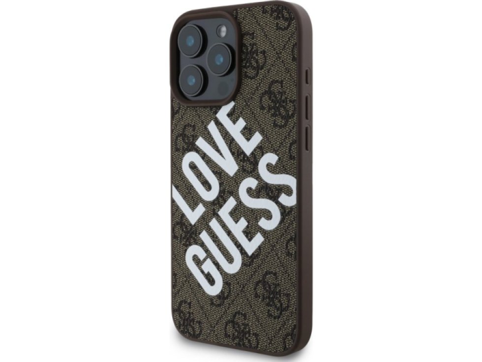 Ochranný kryt na iPhone 16 Pro MAX - Guess, 4G Big Love MagSafe Brown GUHMP16XP4PLGWW
