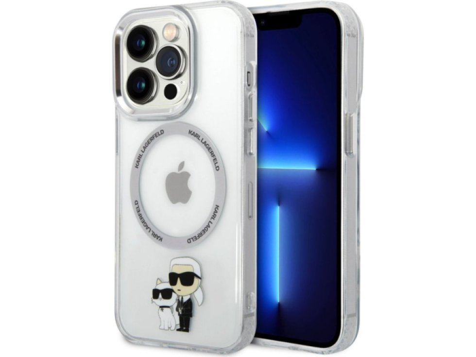 Ochranný kryt na iPhone 15 Pro - Karl Lagerfeld, IML Karl and Choupette NFT MagSafe Transparent KLHMP15LHNKCIT
