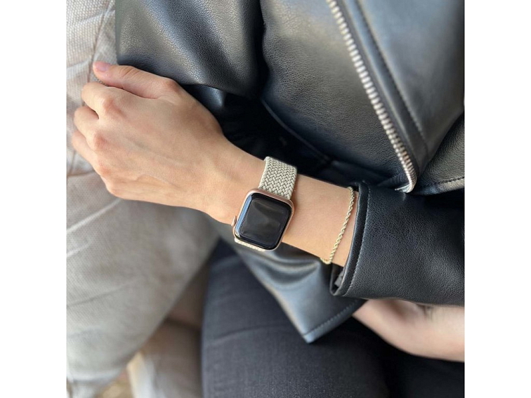 Pletený navlékací řemínek pro Apple Watch - Oříškový