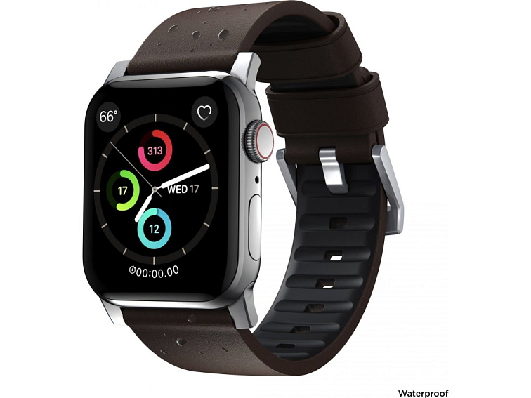 Kožený pásek / řemínek pro Apple Watch 44mm / 45mm / 46mm / 49mm - Nomad, Active Pro Brown Silver