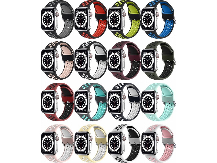 Dvoubarevný perforovaný řemínek s přezkou pro Apple Watch 38/40/41/42(S10)mm