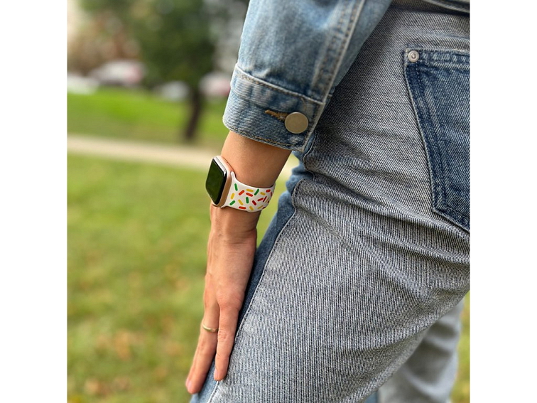 Jednobarevný řemínek pro Apple Watch - White Cake