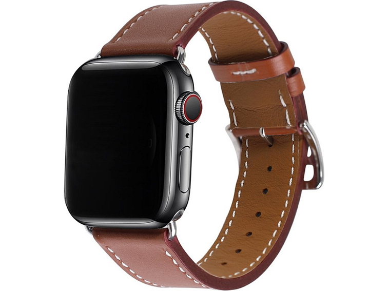 Kožený řemínek s přezkou pro Apple Watch - Světle hnědý