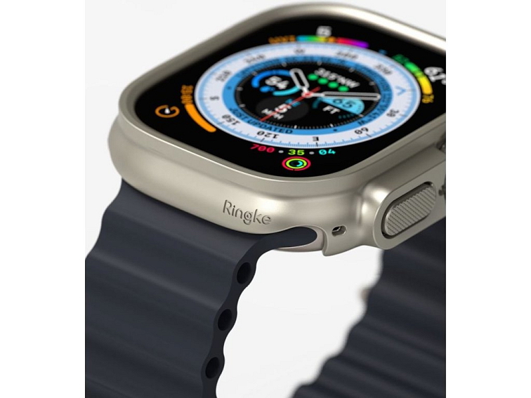 Pouzdro / kryt pro Apple Watch 49mm - Ringke, Slim Clear & Titanium (2ks)