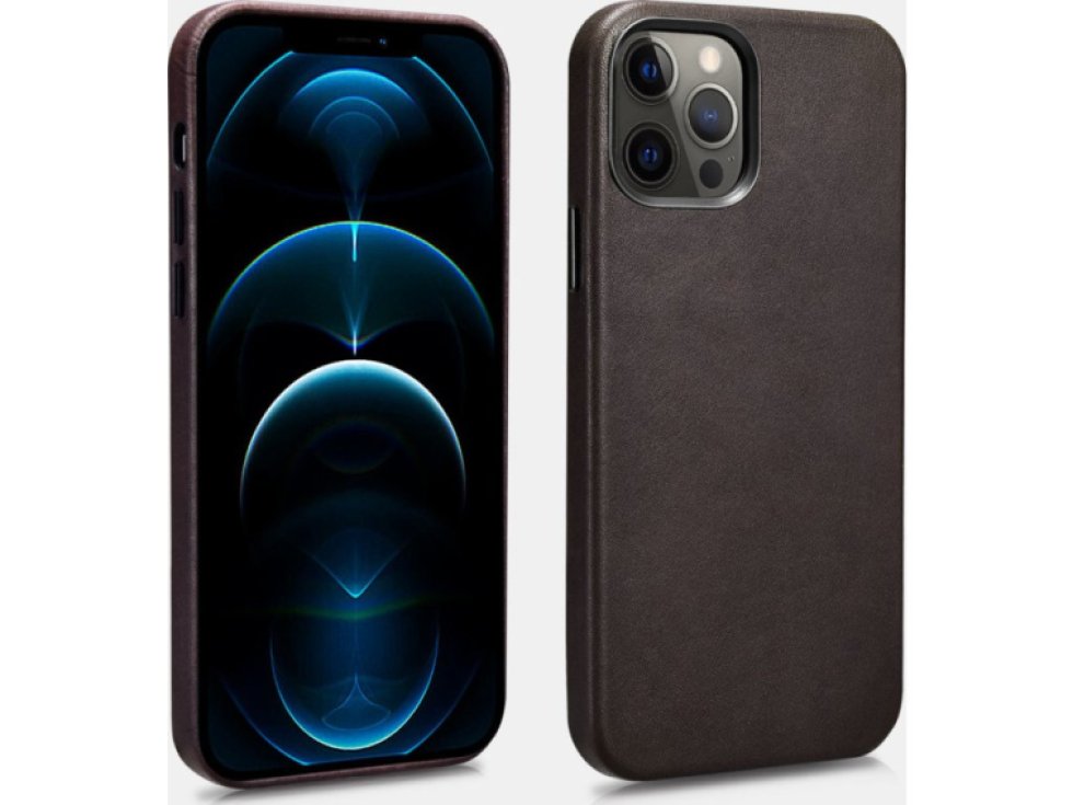 Kožený kryt na iPhone 12 Pro MAX - iCarer, Crazy Horse with MagSafe Coffee 13.01.ALI1203-CO