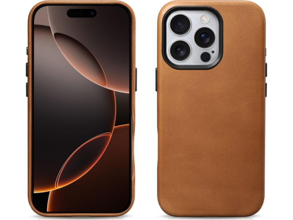 Kožený obal na iPhone 16 Pro MAX - iCarer, OilWax MagSafe Camel 11.01.WMI16240704-TN