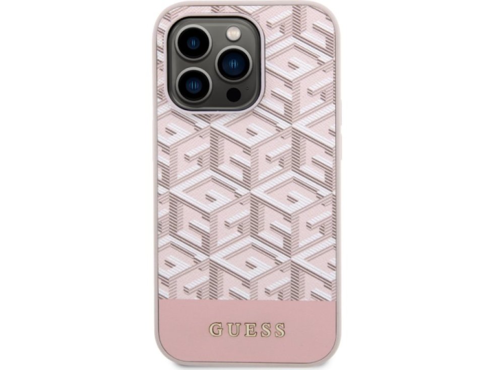 Ochranný kryt pro iPhone 13 Pro - Guess, G Cube MagSafe Pink GUHMP13LHGCFSEP