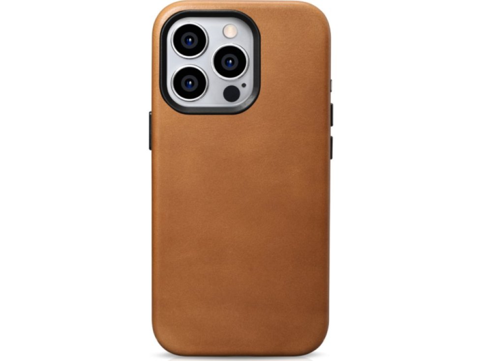 Kožený obal na iPhone 15 Pro - iCarer, OilWax MagSafe Camel WMI15230602-TN