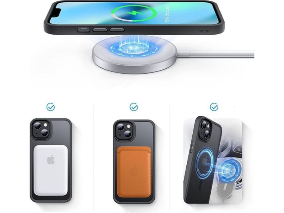 Ochranný kryt pro iPhone 14 - Tech-Protect, Magmat MagSafe Black/Clear